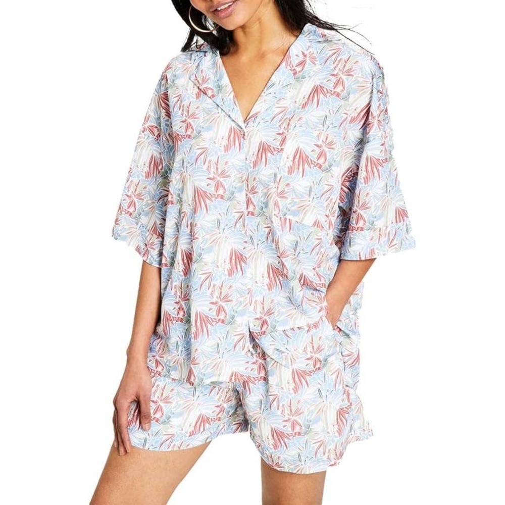 New Lucy Paris Womans Sz Small Floral Short Sleeve Blouse Top Pocket NWT